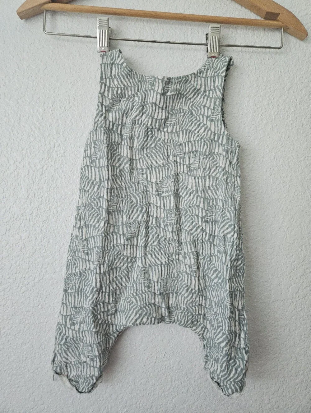 apple park 100% organic cotton zebra snap romper gauze summer 6 - 12 months